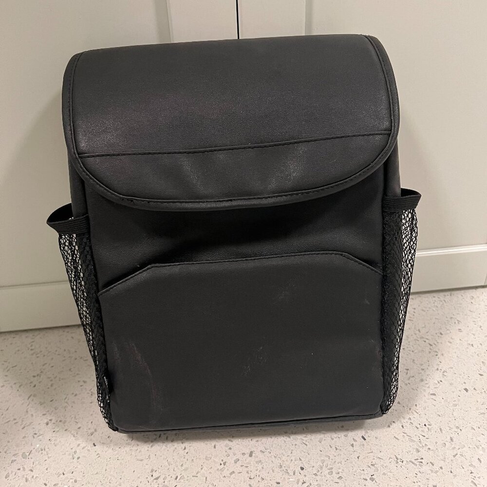 Large Car Console Garbage Can and Organizer - Velcro, Mesh Sides, Front Pocket